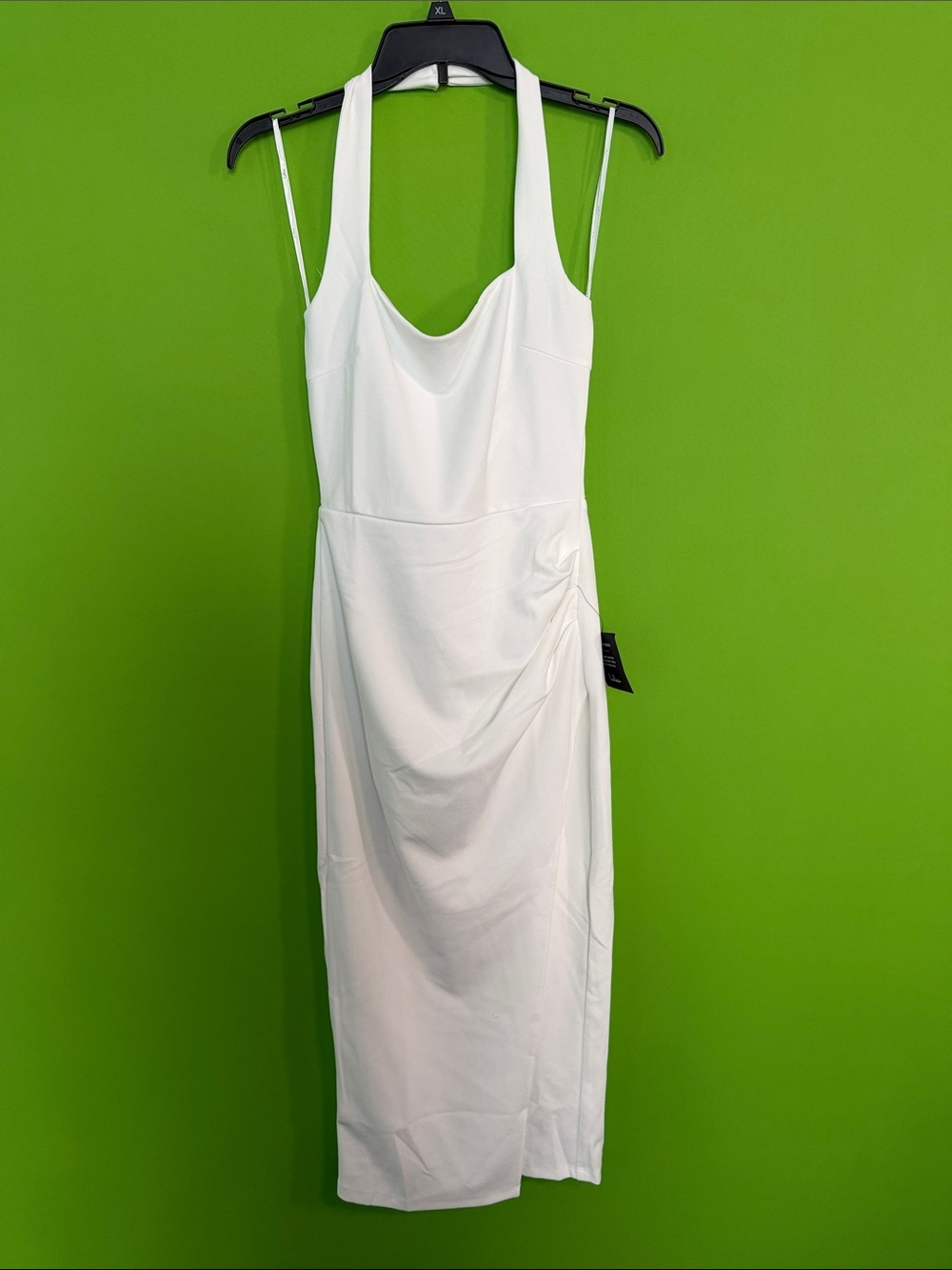 Lulus White Ruched Midi Pencil Dress Side Slit Elegant Occasion Dress